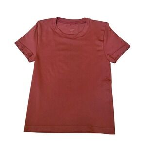 Aritzia Crew Short Sleeve Smooth Burnt Red Seamless TShirt Luxe Size XS